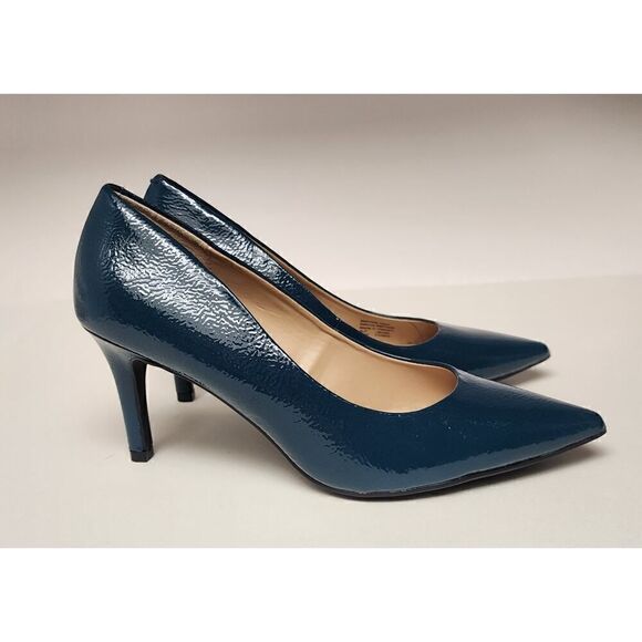 Alfani Women's Teal Step 'N Flex Jeules Faux Patent Leather Pump Shoes Size 8.5M - Picture 3 of 12